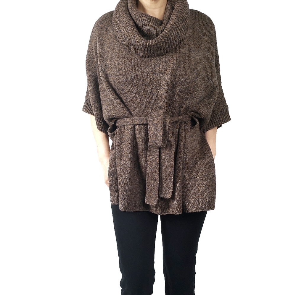 H&M Poncho Style Brown Heathered Sweater (XS)
